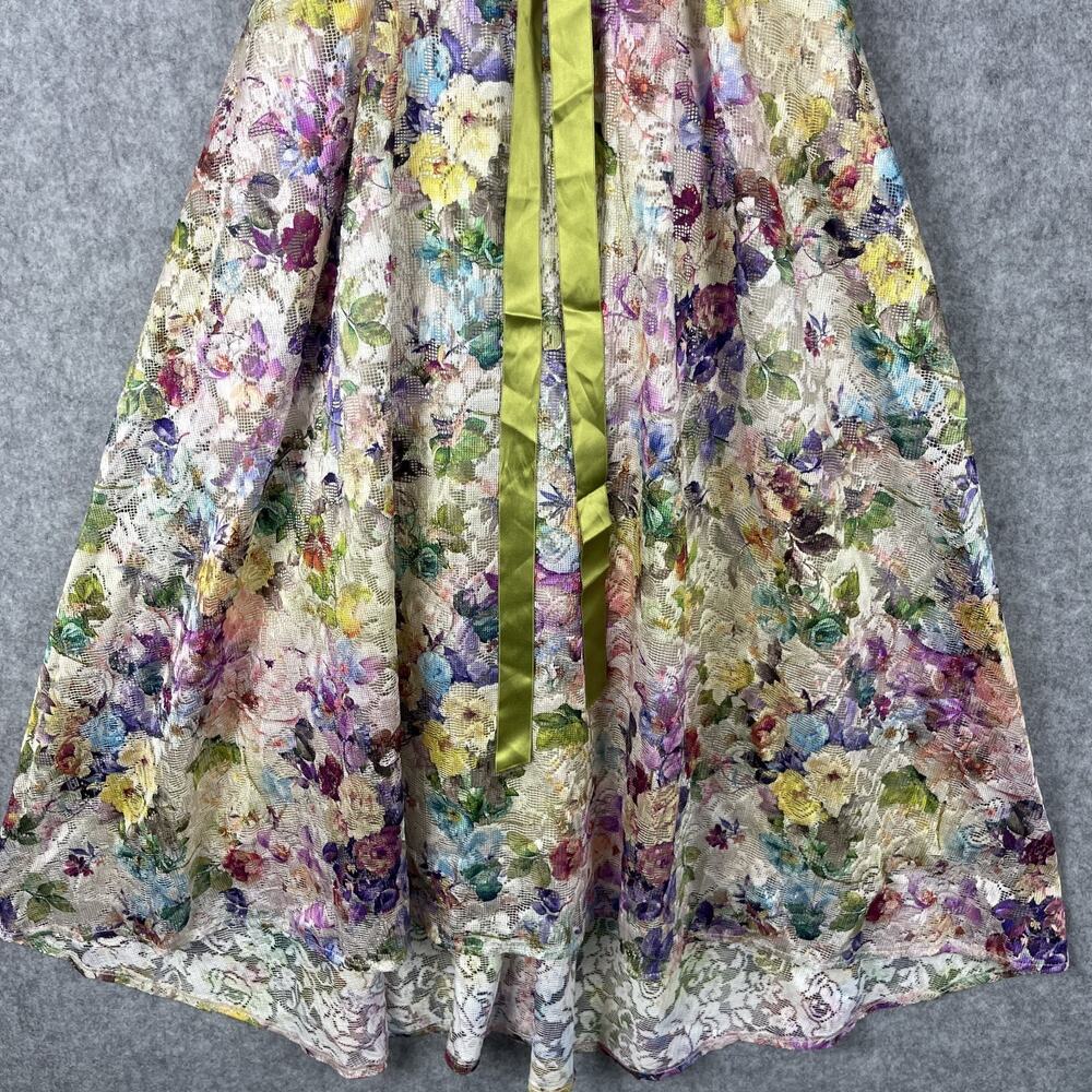 Tahari Arthur S Levine Fairy Dress Womens 2 Floral Crochet Lace Mesh Romantic - Picture 3 of 15